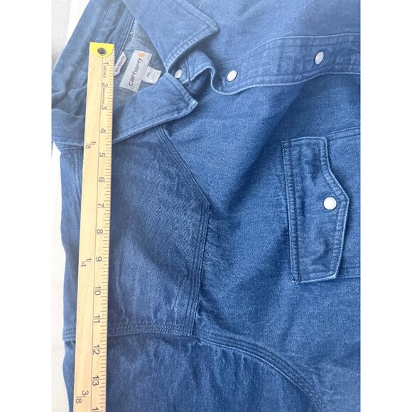 Carhartt Button Down Denim Pearl Snap Shirt Mens 4XL Blue Relaxed Fit Heavy - Picture 10 of 11